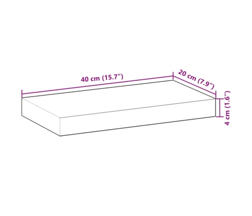 Estante flotante madera maciza de acacia sin tratar 40x20x4 cm