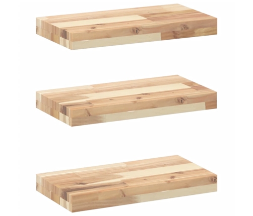 Estantes flotantes 3 uds madera acacia sin tratar 40x20x4 cm