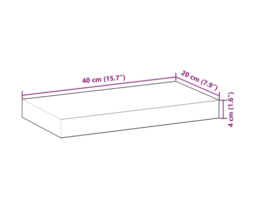 Estantes flotantes 3 uds madera acacia sin tratar 40x20x4 cm