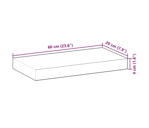 Estante flotante madera maciza de acacia sin tratar 60x20x4 cm