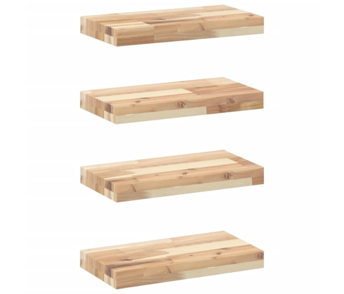 Estantes flotantes 4 uds madera acacia sin tratar 60x20x4 cm