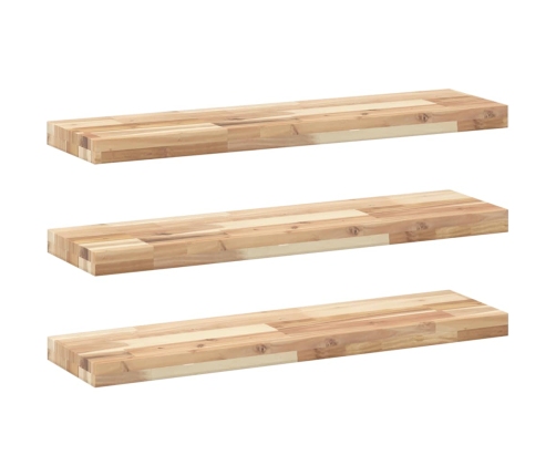 Estantes flotantes 3 uds madera acacia sin tratar 80x20x4 cm