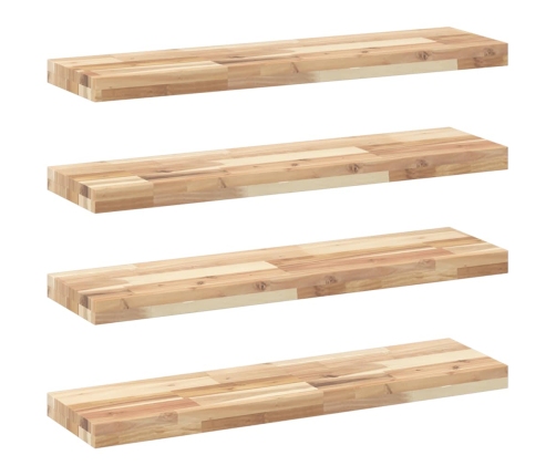 vidaXL Estantes flotantes 4 uds madera acacia sin tratar 80x20x4 cm