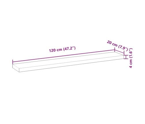 Estante flotante madera maciza de acacia sin tratar 120x20x4 cm