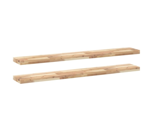 Estantes flotantes 2 uds madera acacia sin tratar 120x20x4 cm