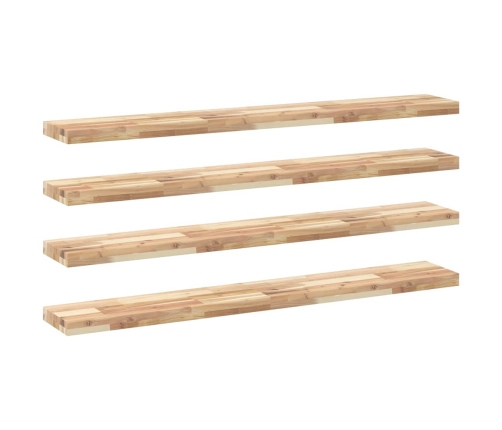 Estantes flotantes 4 uds madera acacia sin tratar 120x20x4 cm