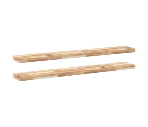 Estantes flotantes 2 uds madera acacia sin tratar 140x20x4 cm