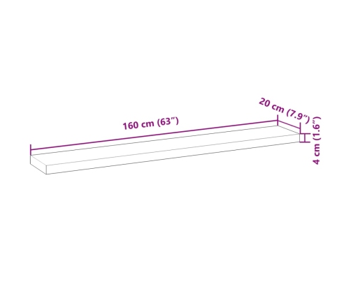 vidaXL Estante flotante madera maciza de acacia sin tratar 160x20x4 cm