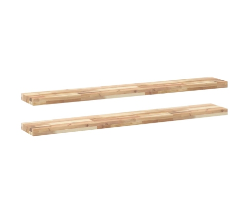 Estantes flotantes 2 uds madera acacia sin tratar 160x20x4 cm