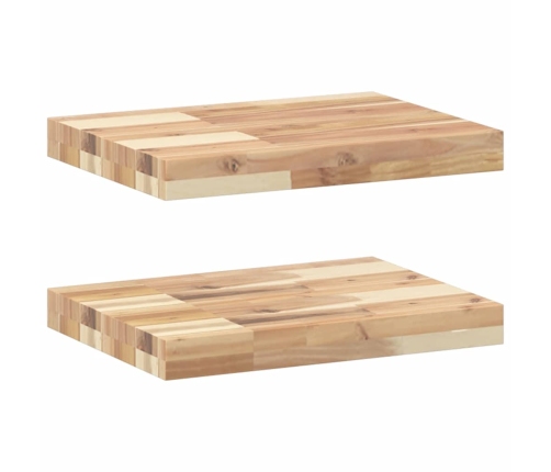 Estantes flotantes 2 uds madera acacia sin tratar 40x30x4 cm