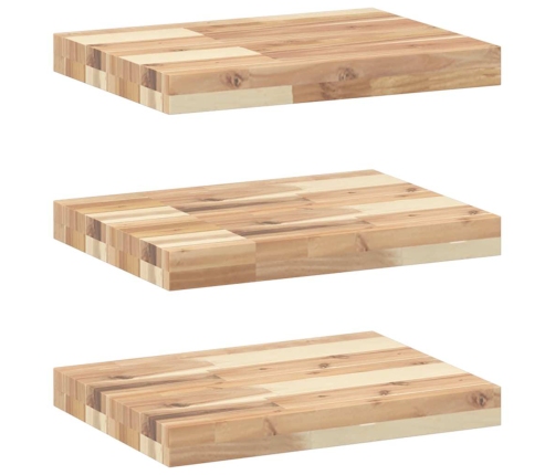 Estantes flotantes 3 uds madera acacia sin tratar 40x30x4 cm