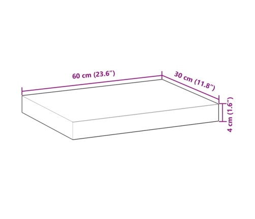 Estante flotante madera maciza de acacia sin tratar 60x30x4 cm