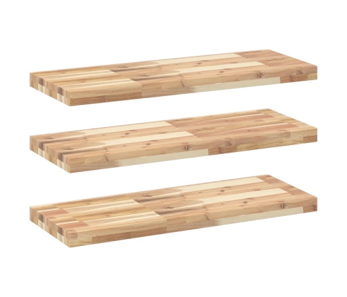 vidaXL Estantes flotantes 3 uds madera acacia sin tratar 80x30x4 cm