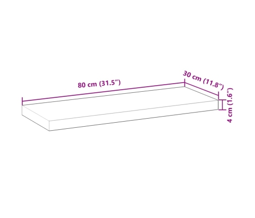 vidaXL Estantes flotantes 3 uds madera acacia sin tratar 80x30x4 cm