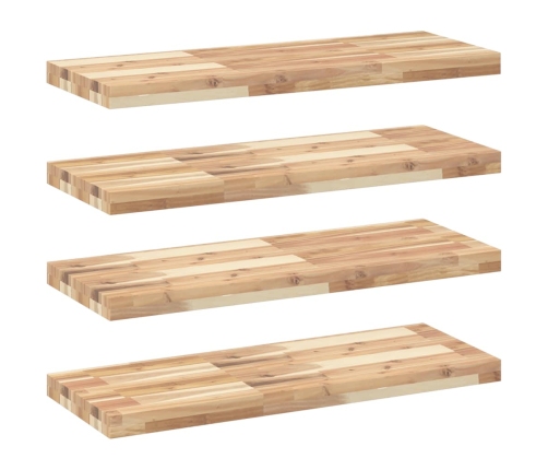 Estantes flotantes 4 uds madera acacia sin tratar 80x30x4 cm