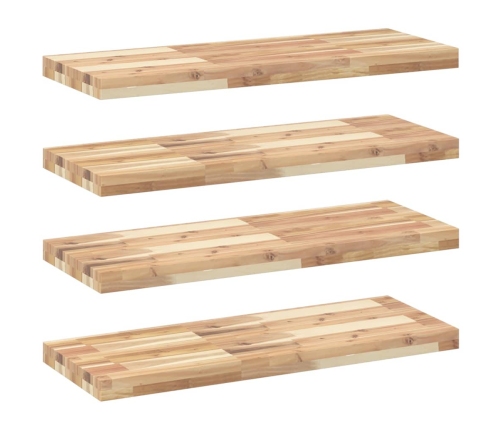 vidaXL Estantes flotantes 4 uds madera acacia sin tratar 100x30x4 cm