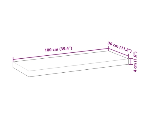 vidaXL Estantes flotantes 4 uds madera acacia sin tratar 100x30x4 cm