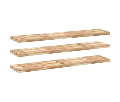 Estantes flotantes 3 uds madera acacia sin tratar 120x30x4 cm