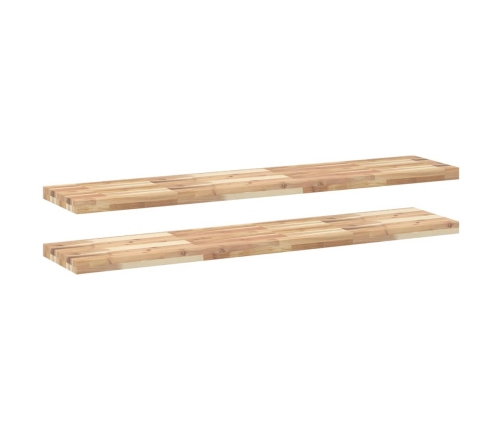 vidaXL Estantes flotantes 2 uds madera acacia sin tratar 140x30x4 cm