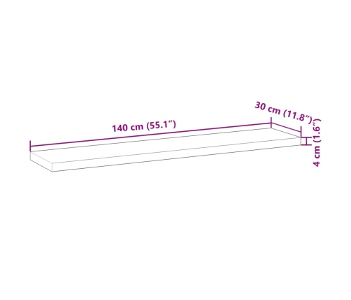 vidaXL Estantes flotantes 2 uds madera acacia sin tratar 140x30x4 cm