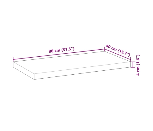 Estante flotante madera maciza de acacia sin tratar 80x40x4 cm