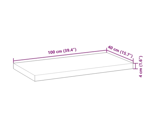 Estante flotante madera maciza de acacia sin tratar 100x40x4 cm