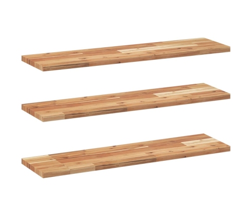 vidaXL Estante flotante 3 uds madera acacia acabado aceite 100x20x2 cm