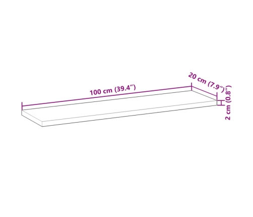 vidaXL Estante flotante 3 uds madera acacia acabado aceite 100x20x2 cm