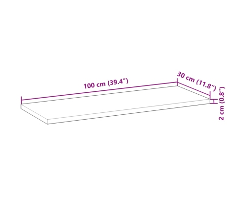 vidaXL Estante flotante madera acacia maciza acabado aceite 100x30x2cm