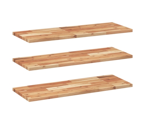 vidaXL Estante flotante 3 uds madera acacia acabado aceite 100x30x2 cm