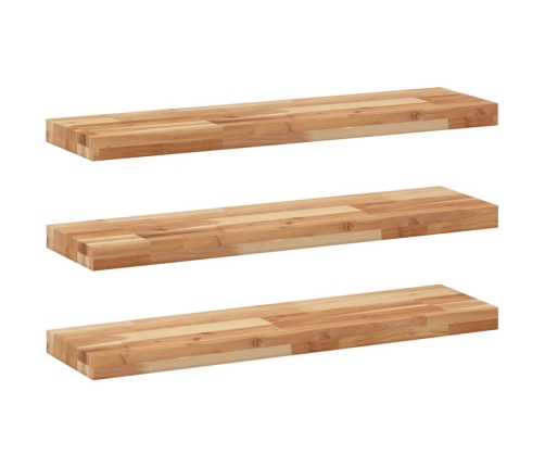 vidaXL Estante flotante 3 uds madera acacia acabado aceite 100x20x4 cm