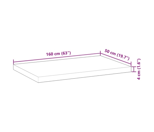 Tablero escritorio madera maciza acacia sin tratar 160x50x4 cm