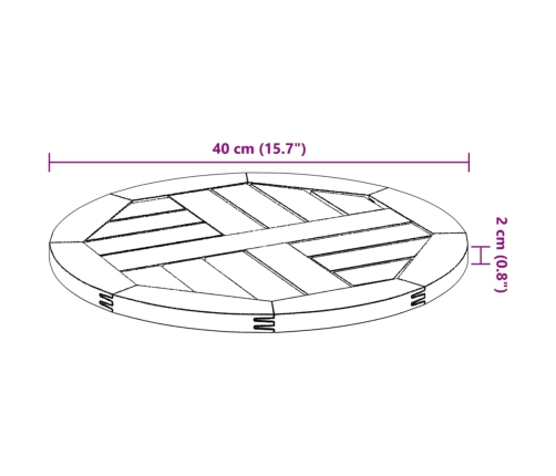 Tablero de mesa redondo madera maciza de acacia Ø40x2 cm