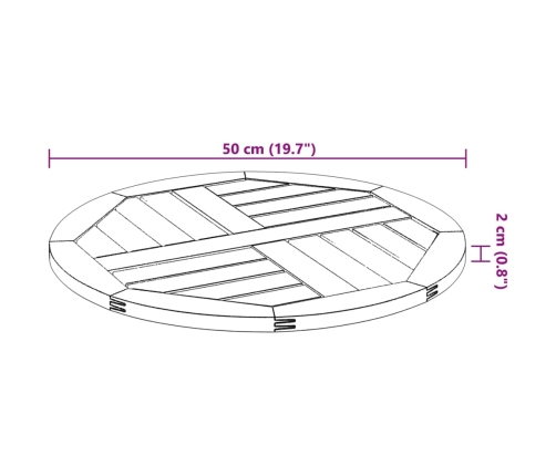 Tablero de mesa redondo madera maciza de acacia Ø50x2 cm