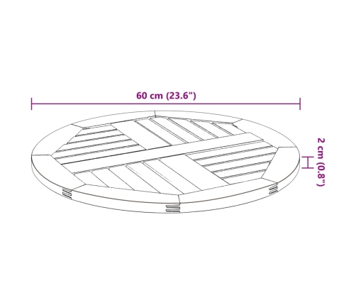 Tablero de mesa redondo madera maciza de acacia Ø60x2 cm