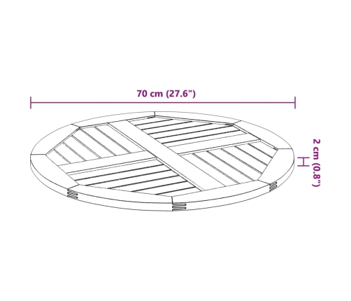 Tablero de mesa redondo madera maciza de acacia Ø70x2 cm