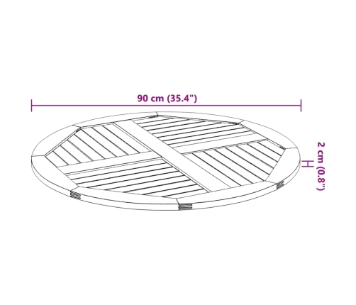 Tablero de mesa redondo madera maciza de acacia Ø90x2,2 cm