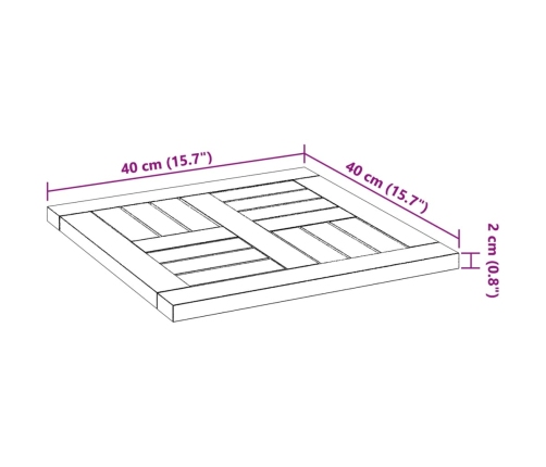 Tablero de mesa cuadrado madera maciza de acacia 40x40x2 cm
