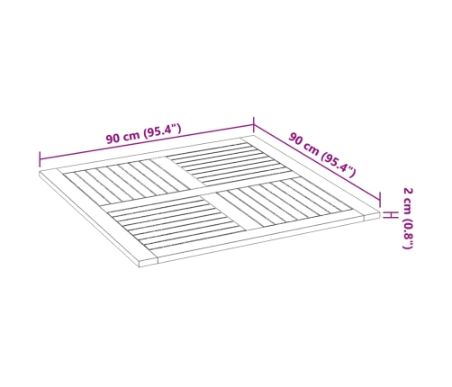 Tablero de mesa cuadrado madera maciza de acacia 90x90x2,2 cm