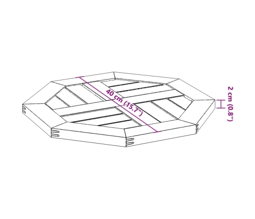 Tablero de mesa octogonal madera maciza de acacia 40x40x2 cm