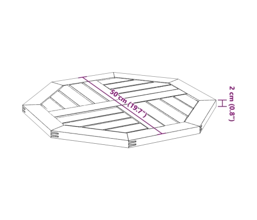 Tablero de mesa octogonal madera maciza de acacia 50x50x2 cm