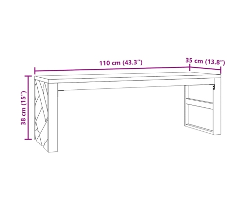 Mesa de centro madera maciza de teca 110x35x38 cm