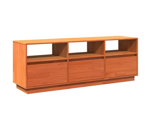 Mueble de TV madera maciza de pino marrón cera 140x37x50 cm