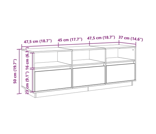 Mueble de TV madera maciza de pino marrón cera 140x37x50 cm