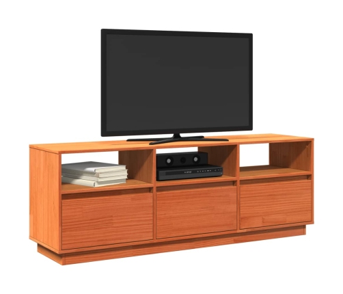 Mueble de TV madera maciza de pino marrón cera 140x37x50 cm