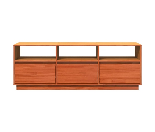 Mueble de TV madera maciza de pino marrón cera 140x37x50 cm