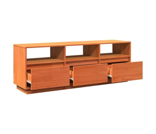 Mueble de TV madera maciza de pino marrón cera 140x37x50 cm