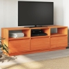 Mueble de TV madera maciza de pino marrón cera 140x37x50 cm