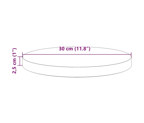 Tablero de mesa redondo madera maciza de pino marrón Ø30x2,5 cm