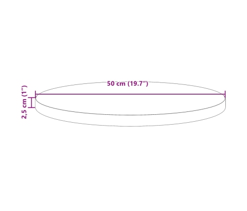 Tablero de mesa redondo madera maciza de pino marrón Ø50x2,5 cm